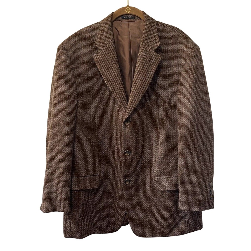 Ibiza Blazer Men's 42 R Mambo Wool Alpaca Brown Tweed 3 Button Sport Coat Preppy